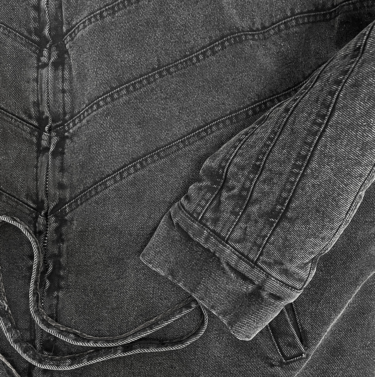 IPA-PC87-BK ENZYME WASH Distressed Cut Denim Jacket