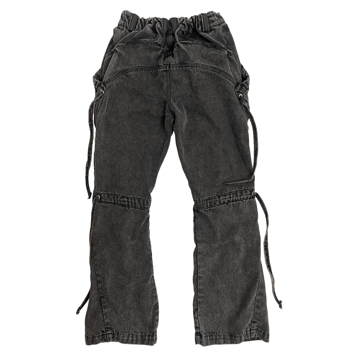IPA-PC88-BK ENZYME WASH Distressed Cut Denim Pants