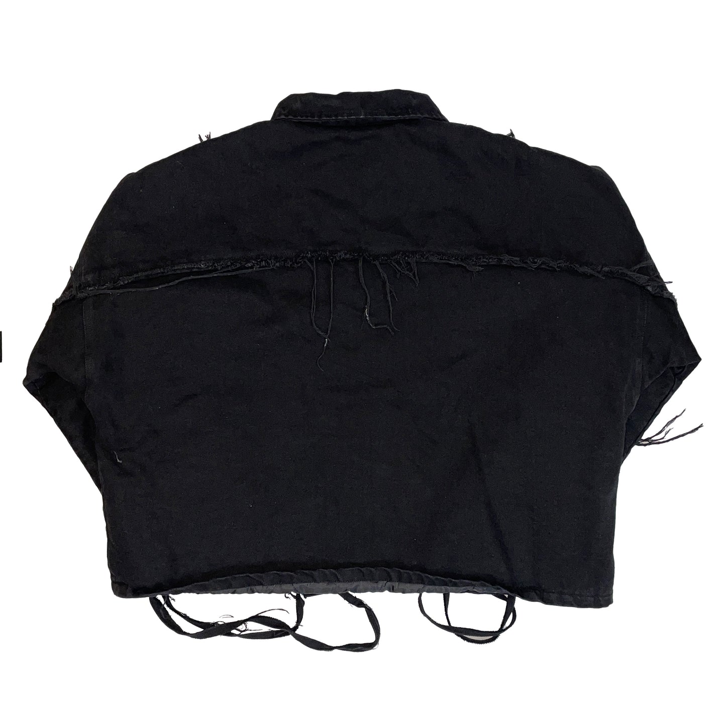 IPA-PC89-BK Washed raw-cut denim design jacket