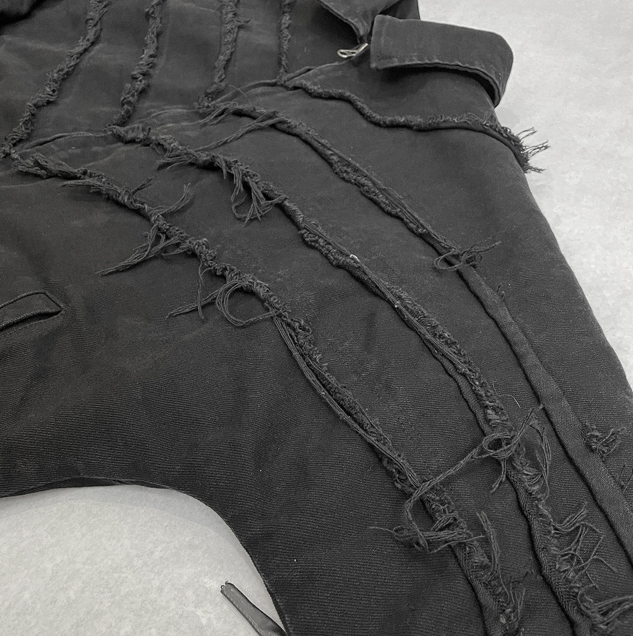 IPA-PC89-BK Washed raw-cut denim design jacket