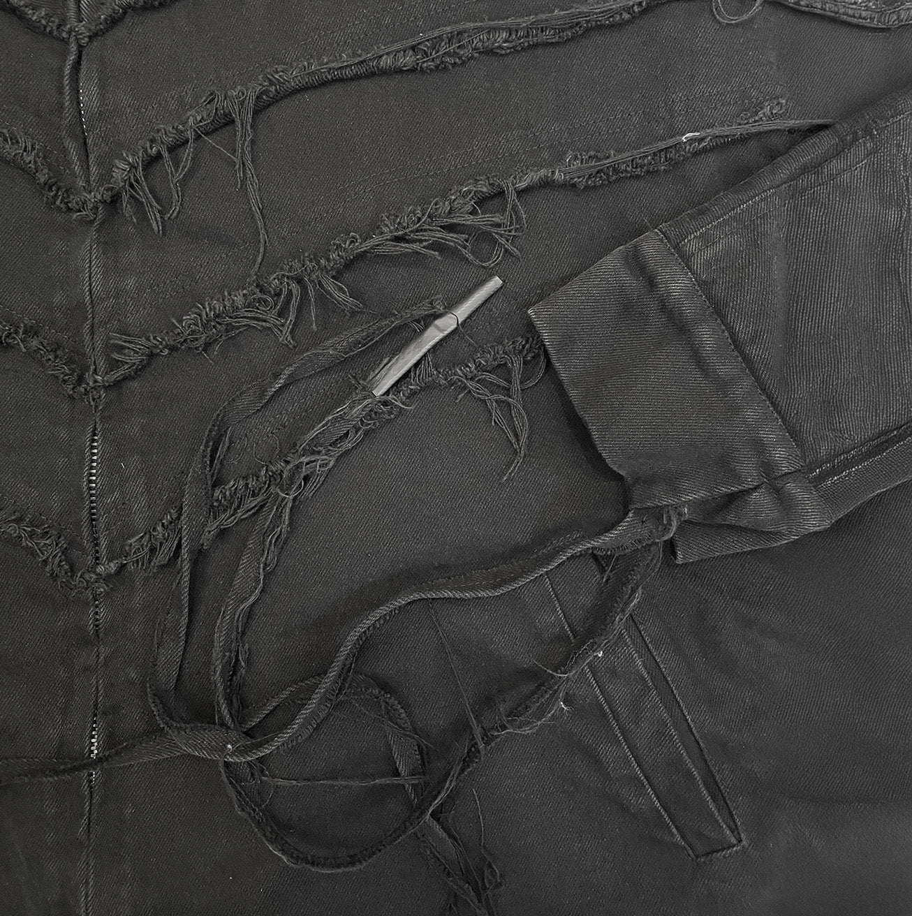 IPA-PC89-BK Washed raw-cut denim design jacket