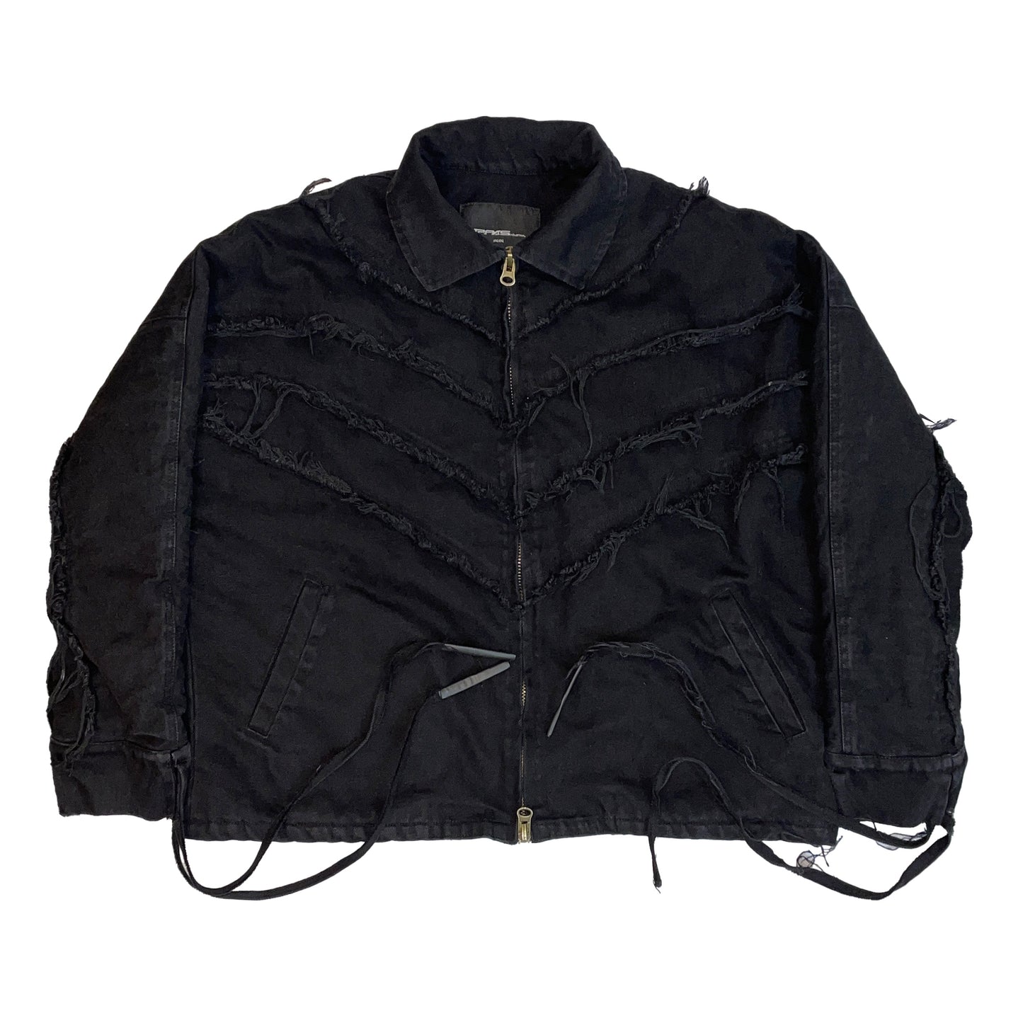 IPA-PC89-BK Washed raw-cut denim design jacket