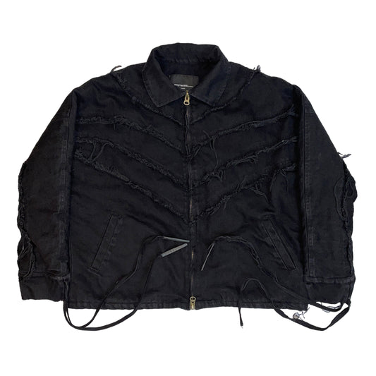 IPA-PC89-BK Washed raw-cut denim design jacket