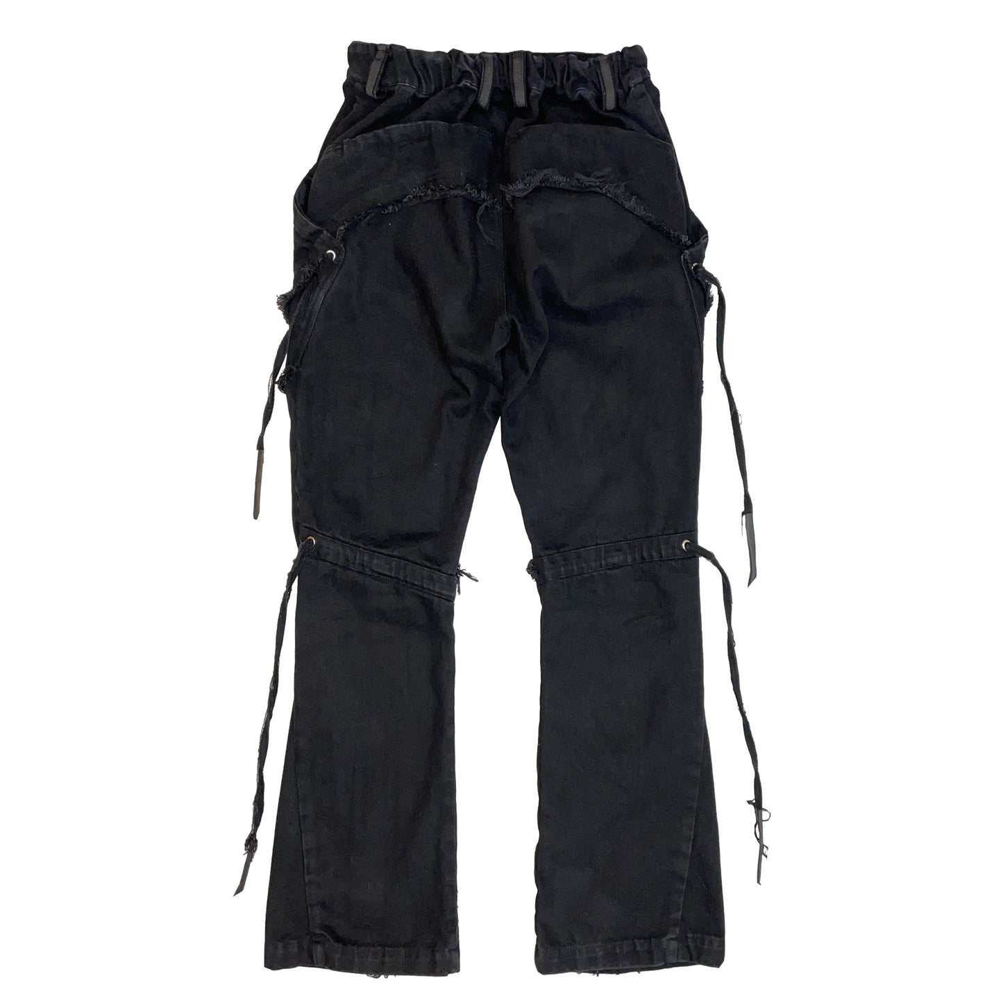 IPA-PC90-BK Washed raw-cut denim design Pants