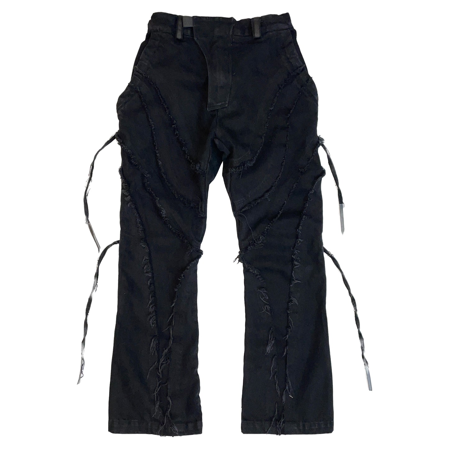 (pre-order)IPA-PC90-BK Washed raw-cut denim design Pants