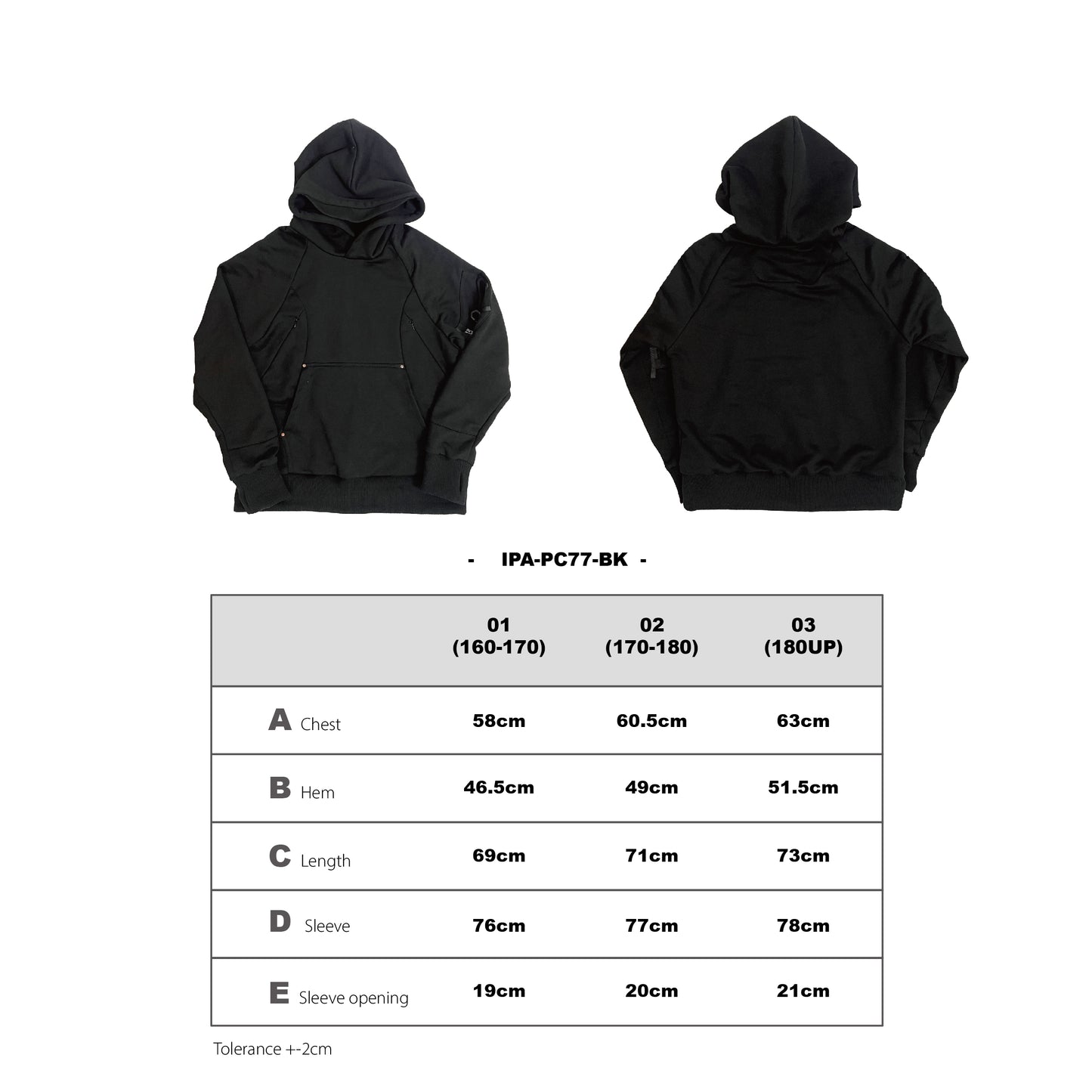 IPA-PC77-BK Heavyweight Quick-Dry Cotton Workwear Hoodie