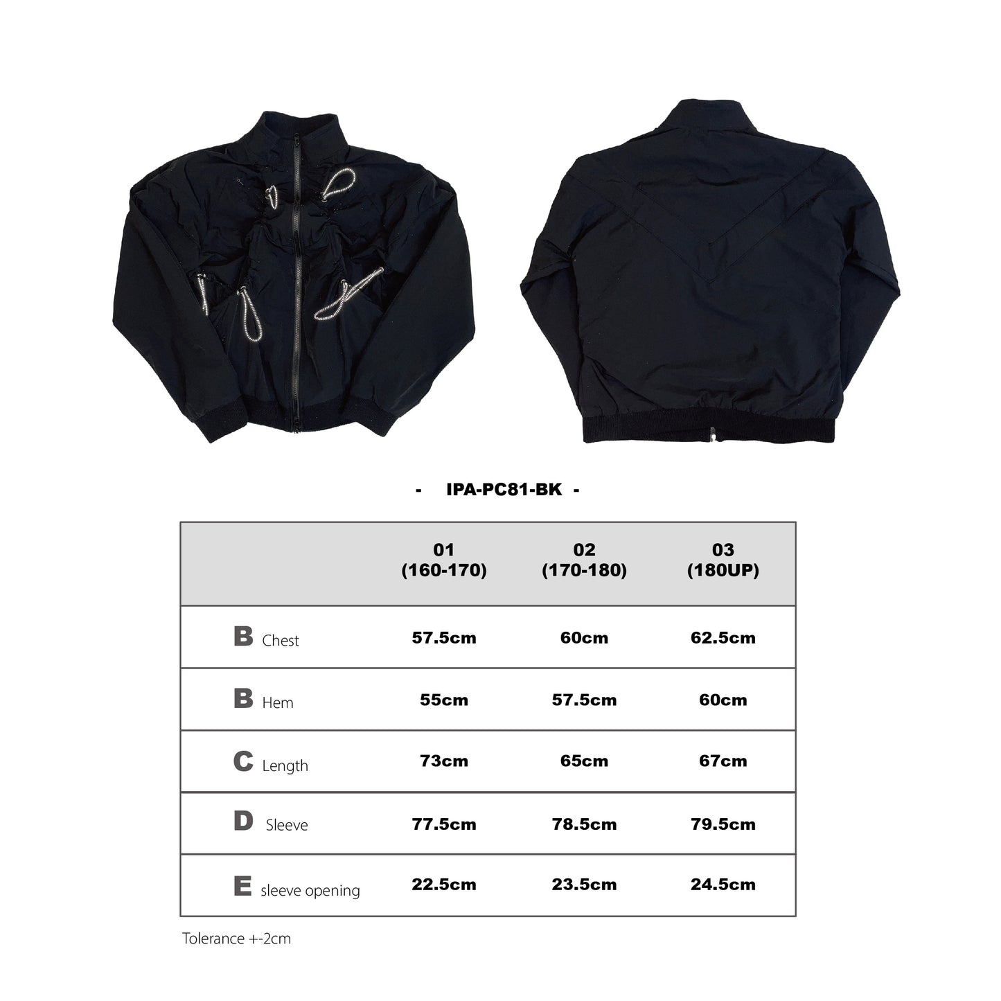 IPA-PC81-BK Outdoor Functional Rope-Cut Tailored Jacket