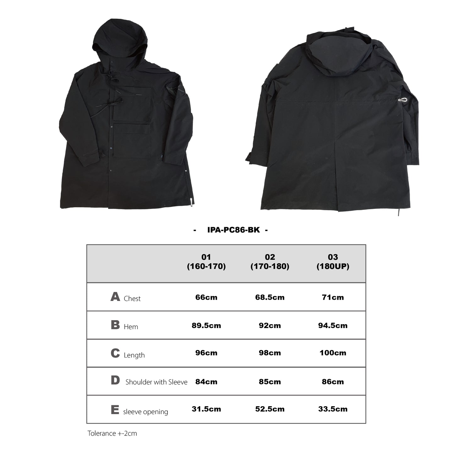 (pre-order)IPA-PC86-BK Outdoor Mountaineering Windproof Over-Size Jacket