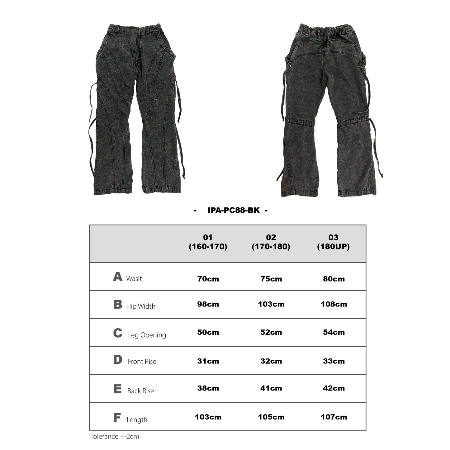 IPA-PC88-BK ENZYME WASH Distressed Cut Denim Pants